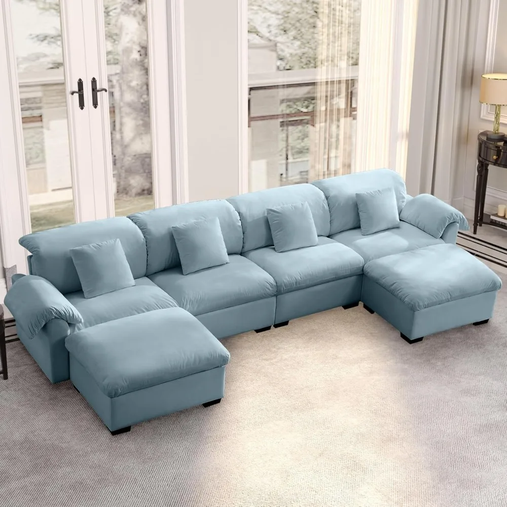 Cloud Couch, Sectional Sofa for Living Room with Storage, U Shape Sofa with 4 Pillows and 2 Ottomans, Deep Couch for Bedroom
Cloud Couch, Sectional Sofa for Living Room with Storage, U Shape Sofa with 4 Pillows and 2 Ottomans, Deep Couch for Bedroom