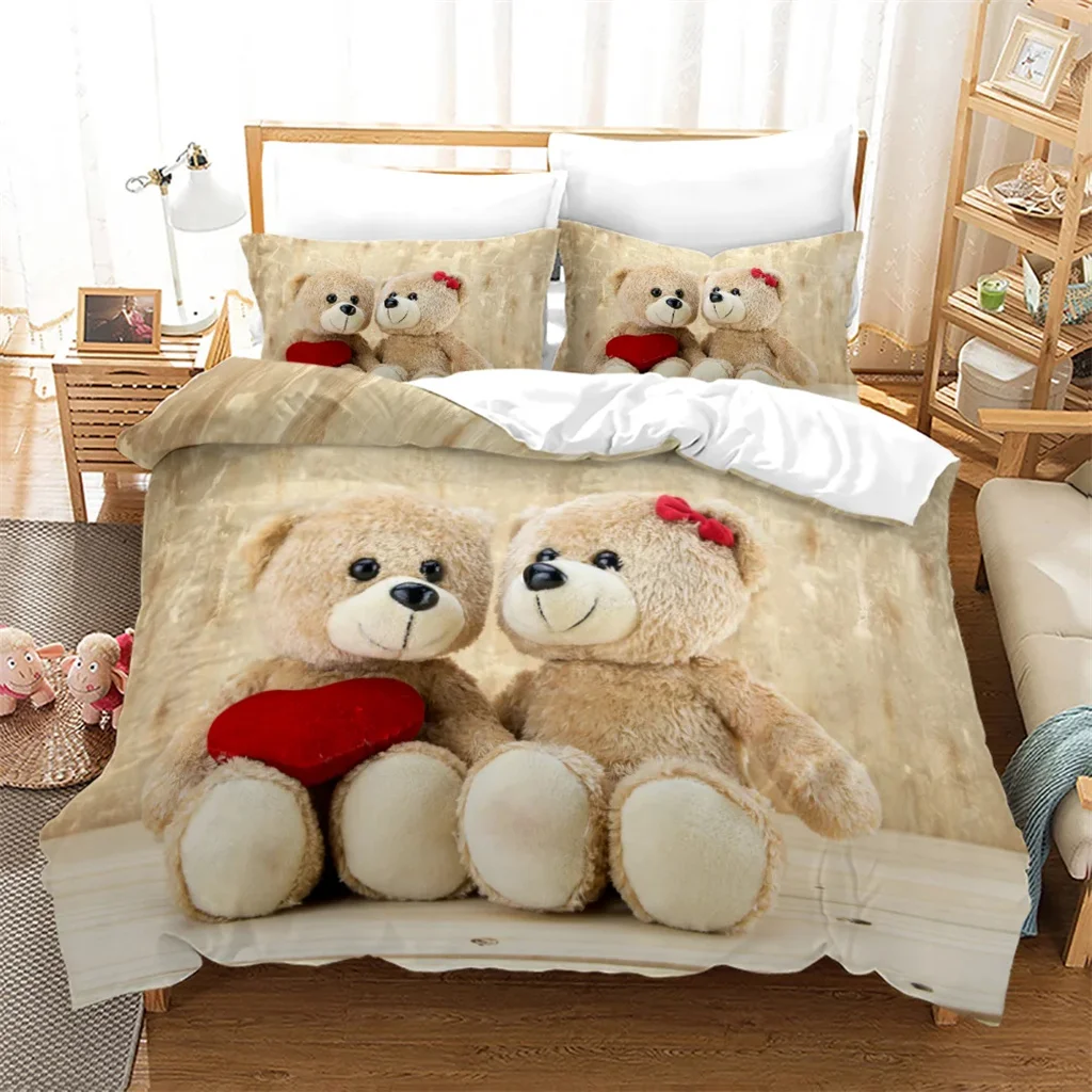 Children's Favorite Cute Bear Bedding Set Love Bear Pattern Bedding Set of Three Pieces 1 Quilt Cover 2 Pillow Cases
Children's Favorite Cute Bear Bedding Set Love Bear Pattern Bedding Set of Three Pieces 1 Quilt Cover 2 Pillow Cases