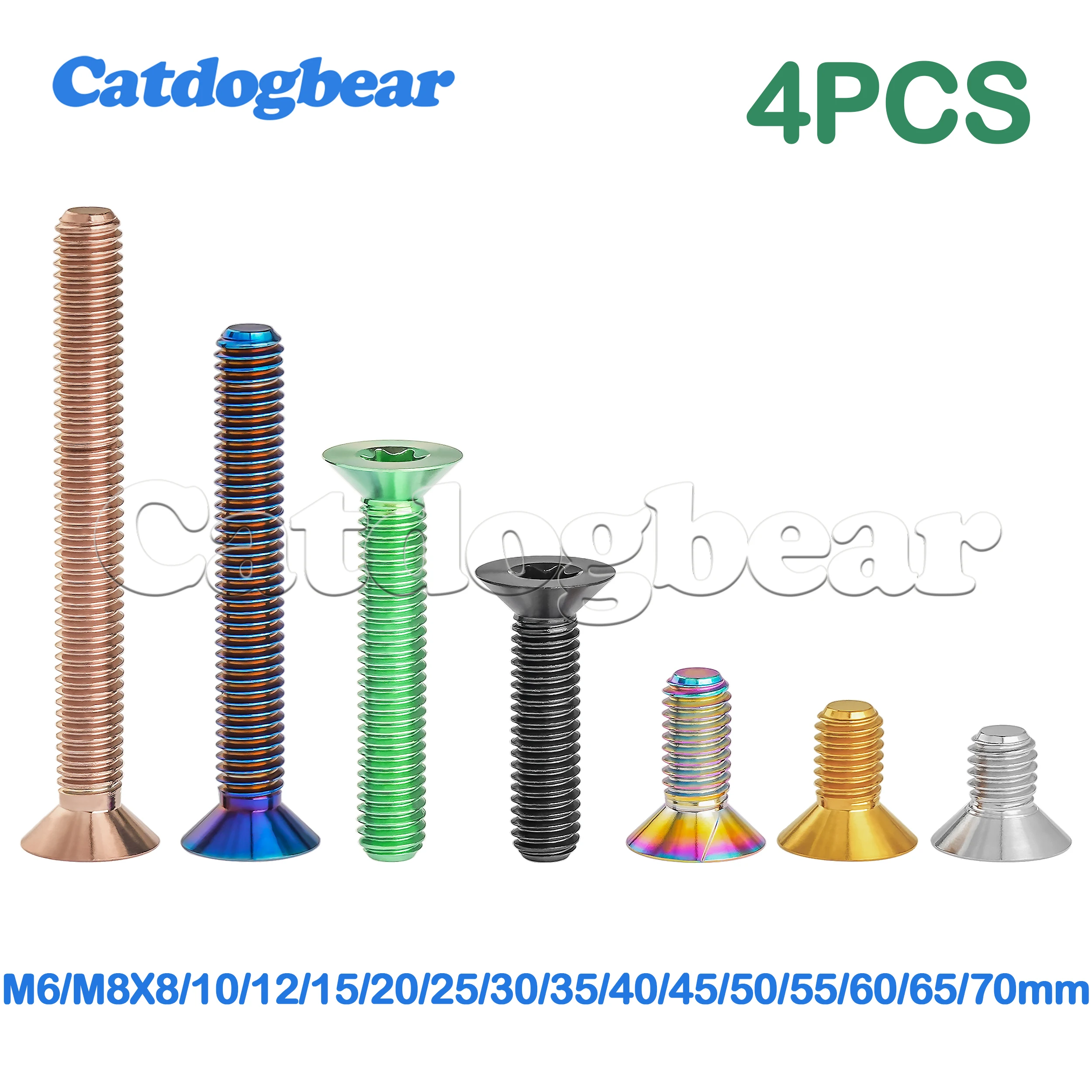 Catdogbear 4PCS Titanium Bolt M6/M8x10/12/15/20/25/30/35/40/45/50/55/60/65/70/mm Torx Head Screw For Bicycle
Catdogbear 4PCS Titanium Bolt M6/M8x10/12/15/20/25/30/35/40/45/50/55/60/65/70/mm Torx Head Screw For Bicycle