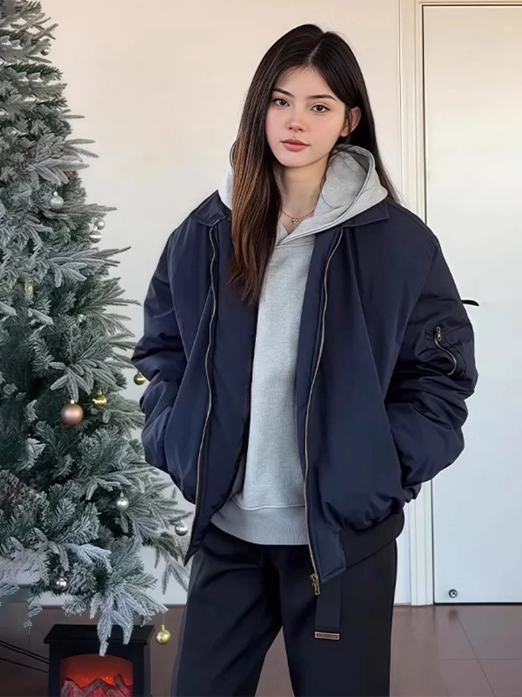 Loose Fit Bomber Jaet Ma Pilot Coat Blue Outerwear American High Street Cotton Baseball Jaet for Men Winter Warm Zipper
Loose Fit Bomber Jaet Ma Pilot Coat Blue Outerwear American High Street Cotton Baseball Jaet for Men Winter Warm Zipper