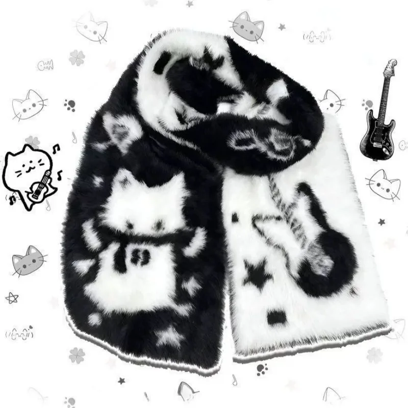 Japanese Double-sided Guitar Cat Scarves Women Y2K Knitted Long Luxury Wrap for Women Winter Simulated Mink Fur Long Scarves
Japanese Double-sided Guitar Cat Scarves Women Y2K Knitted Long Luxury Wrap for Women Winter Simulated Mink Fur Long Scarves