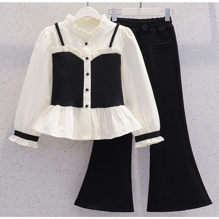 New Fashionable Set for Spring Fashion, Girl's Heiress, Little Fragrance Style, Children's Shirt, Flared Pants Two-piece Set
New Fashionable Set for Spring Fashion, Girl's Heiress, Little Fragrance Style, Children's Shirt, Flared Pants Two-piece Set