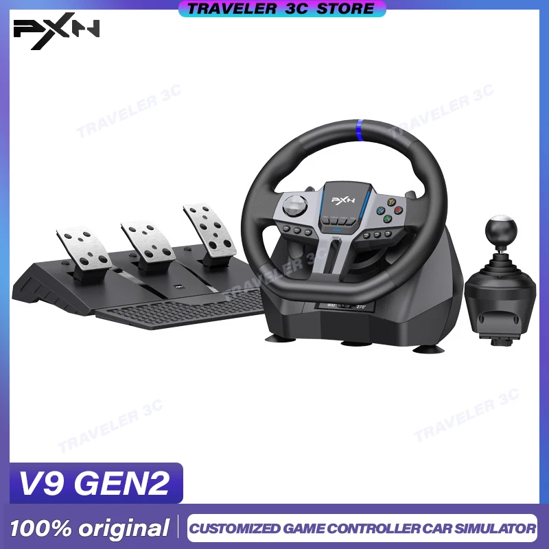 NEW PXN V9 Gen2 Racing Game Steering Wheel 900 Degrees Customized game controller Car Simulator Video game PS4 PC Switch Hall
NEW PXN V9 Gen2 Racing Game Steering Wheel 900 Degrees Customized game controller Car Simulator Video game PS4 PC Switch Hall