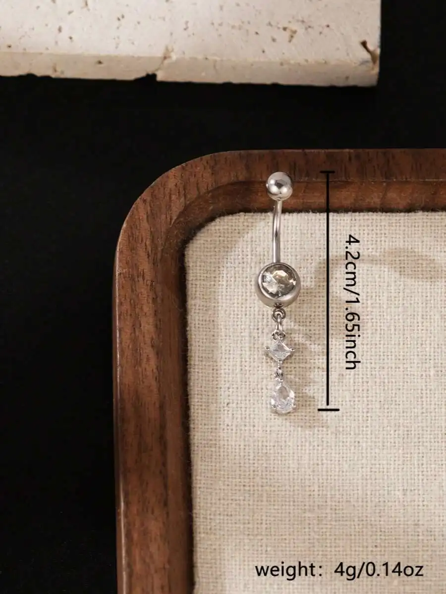 Silver-Tone Dangling Belly Ring With Faceted CZ Stone And Teardrop Charm For Women Casual Party Body Jewelry
Silver-Tone Dangling Belly Ring With Faceted CZ Stone And Teardrop Charm For Women Casual Party Body Jewelry