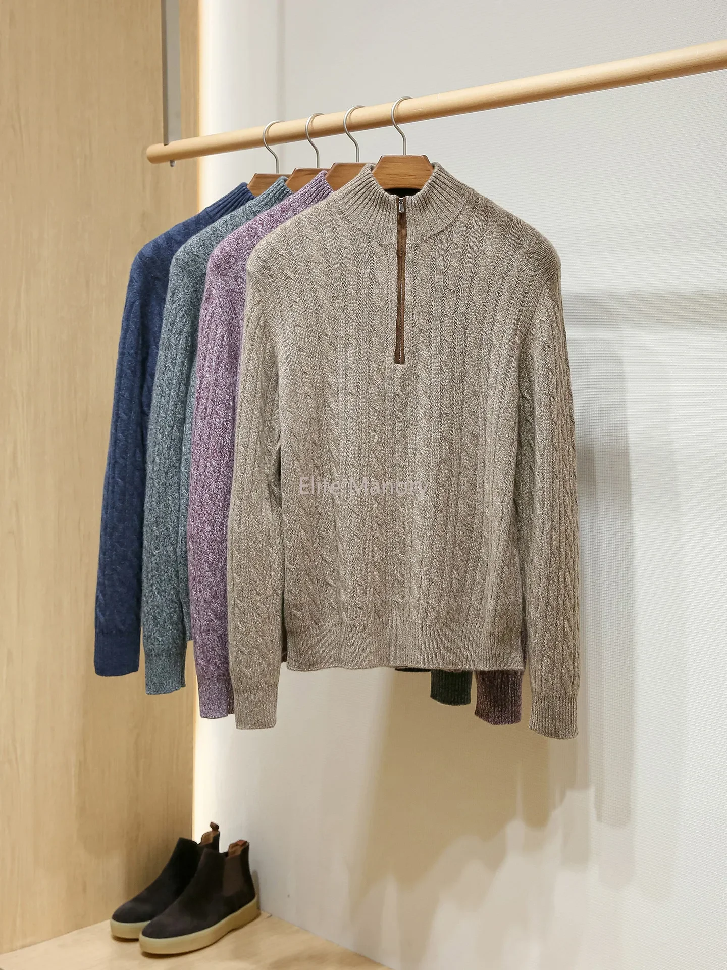 15μm cashmere, old money men's semi-zipper knitted cashmere sweater
15μm cashmere, old money men's semi-zipper knitted cashmere sweater