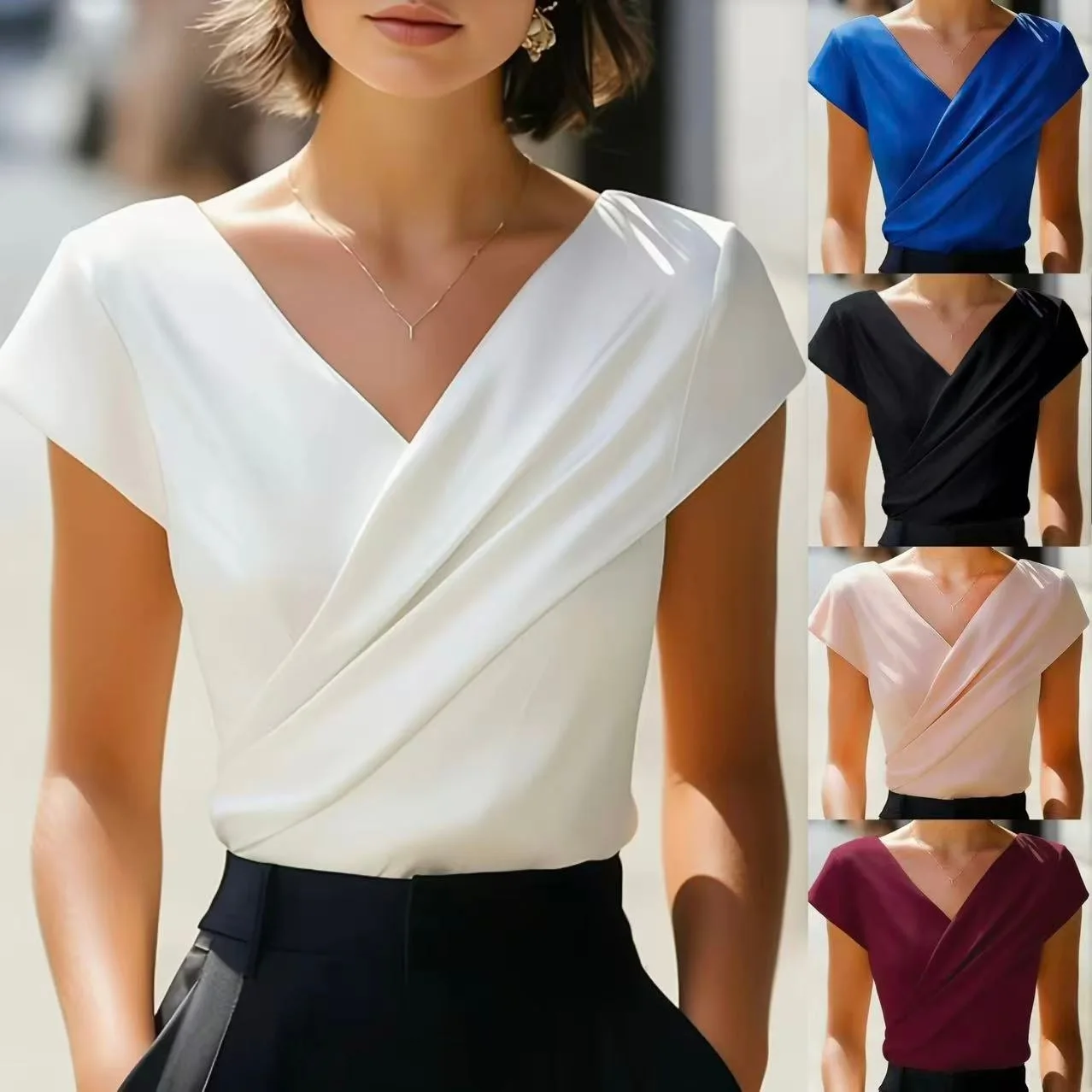 2026 New Summer Elegant Slim Fit Versatile Cross V-Neck Short Sleeve Women's Top
2026 New Summer Elegant Slim Fit Versatile Cross V-Neck Short Sleeve Women's Top