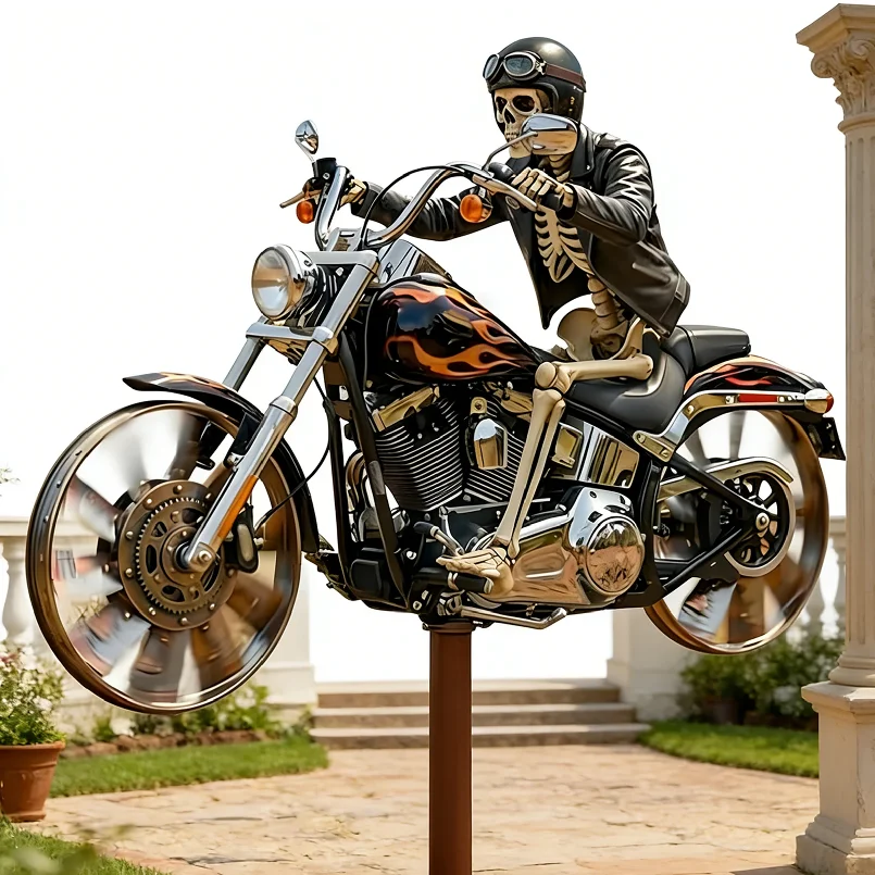 Skeleton Motorcycle Wind Spinner with Rotating Wheels Catching Wind Spinner Unique Resin Outdoor Sculptures Ornament for Patios
Skeleton Motorcycle Wind Spinner with Rotating Wheels Catching Wind Spinner Unique Resin Outdoor Sculptures Ornament for Patios