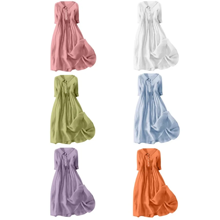【New style】2026 new casual women's cotton linen solid color loose dress
【New style】2026 new casual women's cotton linen solid color loose dress