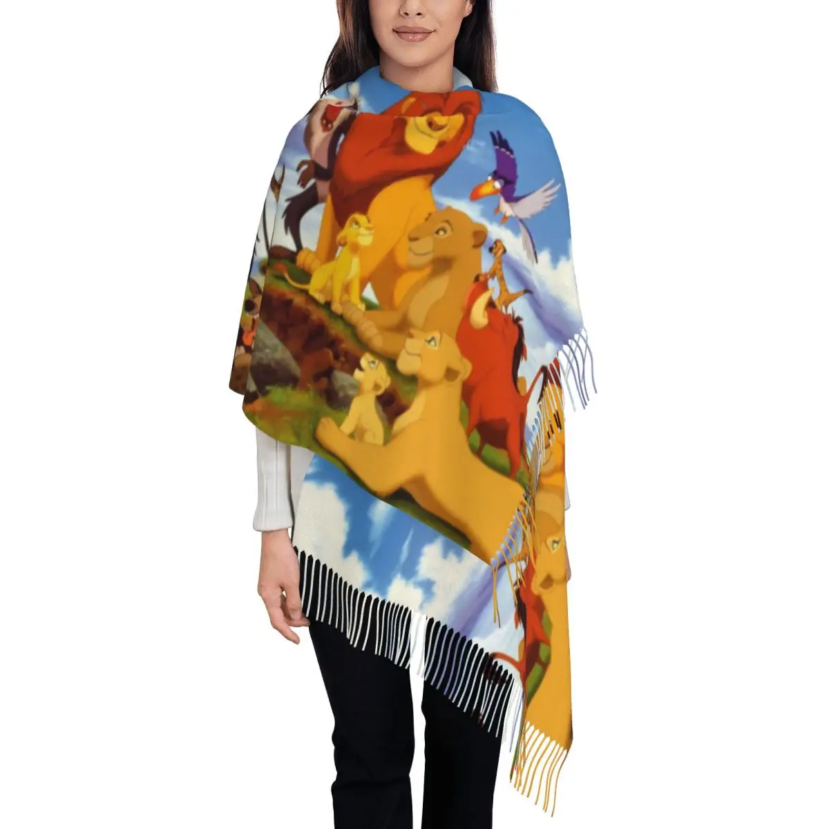 Custom Cartoon Lion King Simba Tassel Scarf Women Winter Warm Shawl Wrap Female Scarves
Custom Cartoon Lion King Simba Tassel Scarf Women Winter Warm Shawl Wrap Female Scarves