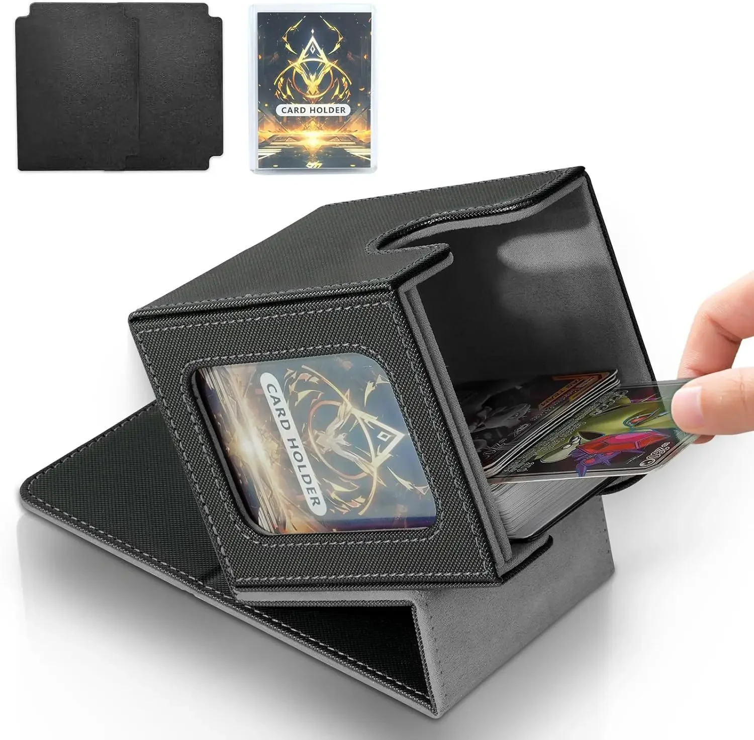 Коробка для магнитной колоды из искусственной кожи с нагрузкой 100+ для MTG Commander Sports Trading Card Storage Box с 2 разделителями, держатель для игровой колоды карт 
Коробка для магнитной колоды из искусственной кожи с нагрузкой 100+ для MTG Commander Sports Trading Card Storage Box с 2 разделителями, держатель для игровой колоды карт