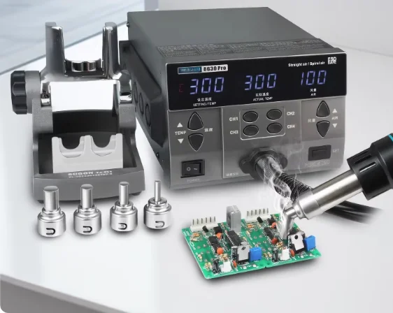 Digital Hot Air Rework Station 8630Pro 8650 Series High Power Industrial SMD Desoldering Tool for Phone CPU Repair
Digital Hot Air Rework Station 8630Pro 8650 Series High Power Industrial SMD Desoldering Tool for Phone CPU Repair