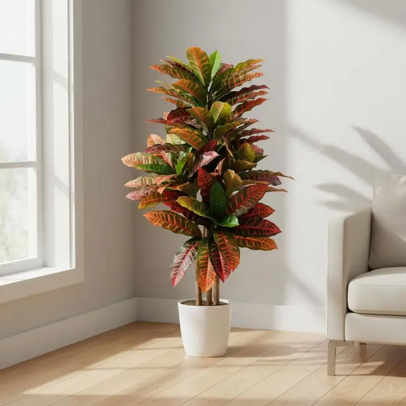 Artificial Croton Plant 40 Inch Tall Fake Croton Palm Tree with Colorful Variegated Leaves and Pot
Artificial Croton Plant 40 Inch Tall Fake Croton Palm Tree with Colorful Variegated Leaves and Pot