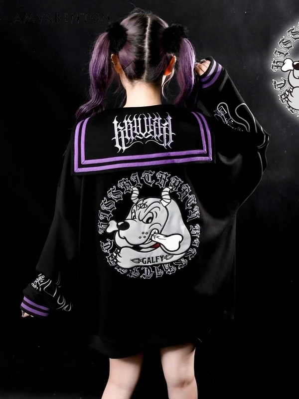 Japanese Harajuku Style Subculture Embroidered Navy Collar Sweatshirt Street Punk Patchwork Oversized Sweatshirt Autumn Winter
Japanese Harajuku Style Subculture Embroidered Navy Collar Sweatshirt Street Punk Patchwork Oversized Sweatshirt Autumn Winter