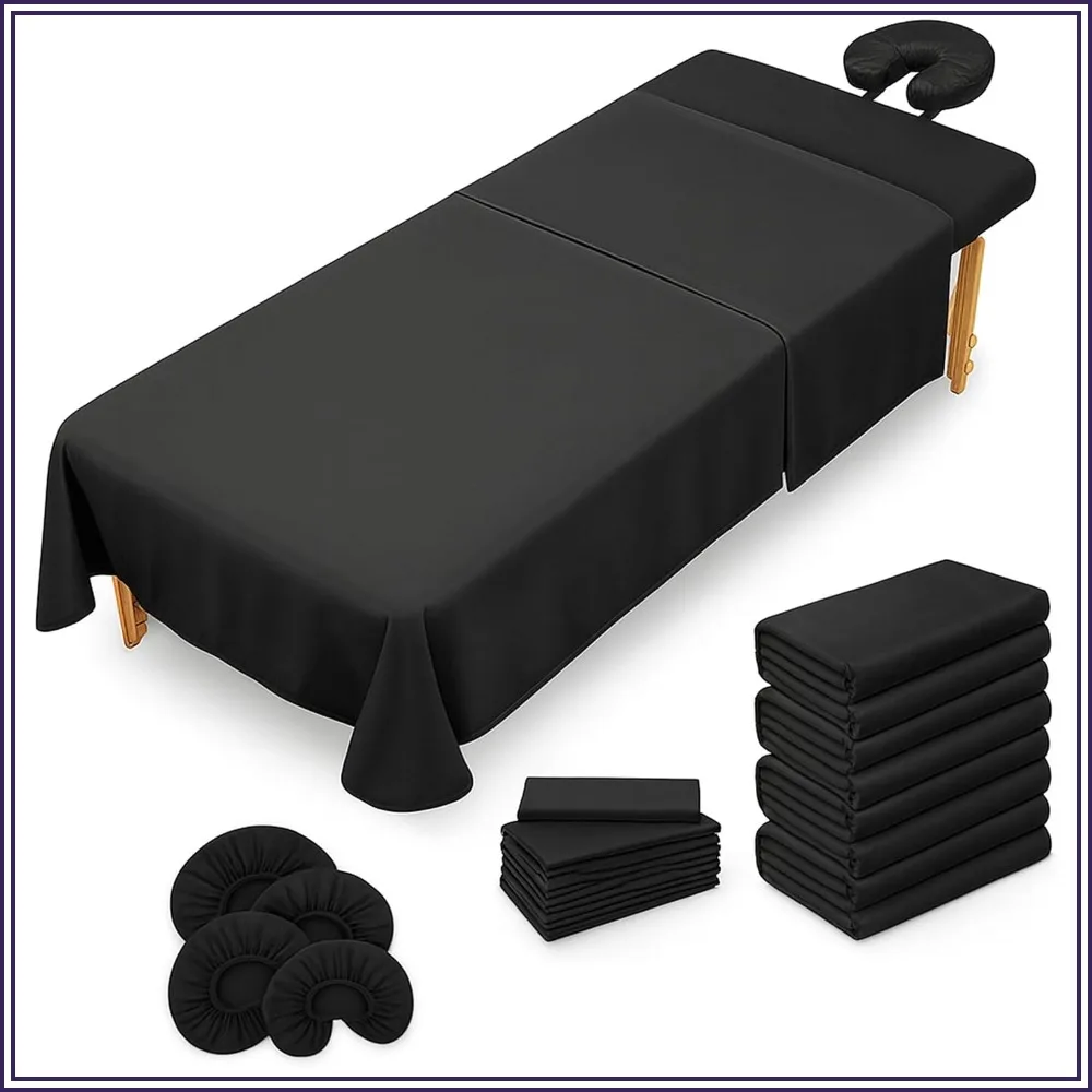 Massage Table Sheets Set – 3 Piece 4 Pack, Microfiber Spa Bed Sheets, Cotton-Feel, Wrinkle & Oil Resistant, Soft for Estheticians
Massage Table Sheets Set – 3 Piece 4 Pack, Microfiber Spa Bed Sheets, Cotton-Feel, Wrinkle & Oil Resistant, Soft for Estheticians