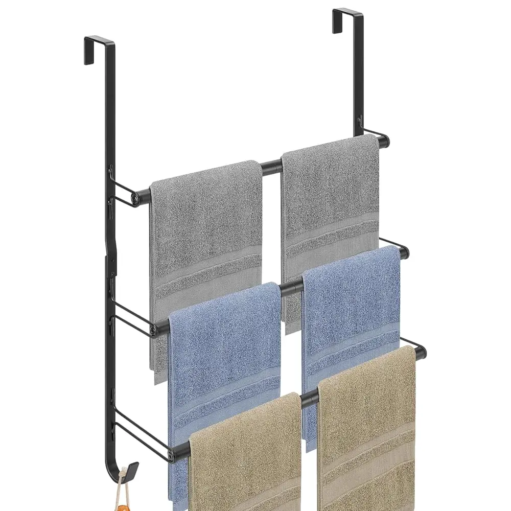 3-Tier Over The Door Towel Rack, All Metal Towel Rack with Hooks for Door Hanging, Behind Door Towel Bar Towel Storage Holde
3-Tier Over The Door Towel Rack, All Metal Towel Rack with Hooks for Door Hanging, Behind Door Towel Bar Towel Storage Holde