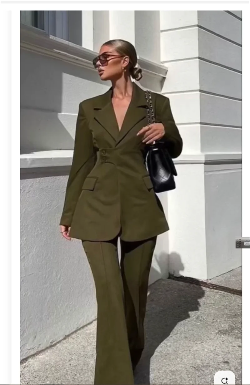 Army Green Women Suit Set 2 Piece Blazer+Pants Trousers Formal Office Lady Jacket Single Breasted Cotton Wedding Coat Customized
Army Green Women Suit Set 2 Piece Blazer+Pants Trousers Formal Office Lady Jacket Single Breasted Cotton Wedding Coat Customized