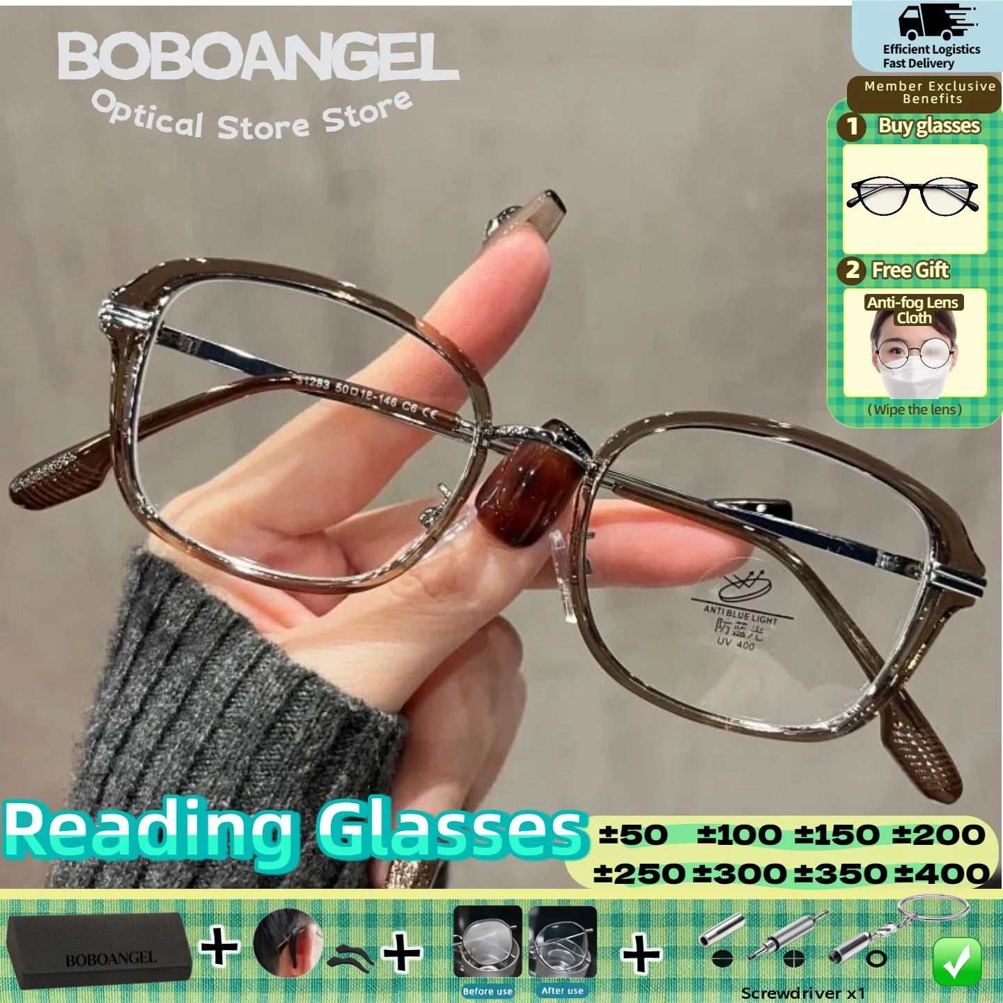 BOBOANGEL Minimalist Versatile Square Women Reading Glasses Anti Blue Ray Myopia Customized Progressive Prescription Glasses
BOBOANGEL Minimalist Versatile Square Women Reading Glasses Anti Blue Ray Myopia Customized Progressive Prescription Glasses