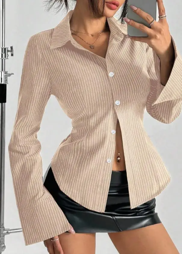 Woman Blouse 2026 Spring Autumn New Fashion Striped Print Turn-Down Collar Long Sleeved Versatile Casual Slim Fit Shirt Top
Woman Blouse 2026 Spring Autumn New Fashion Striped Print Turn-Down Collar Long Sleeved Versatile Casual Slim Fit Shirt Top