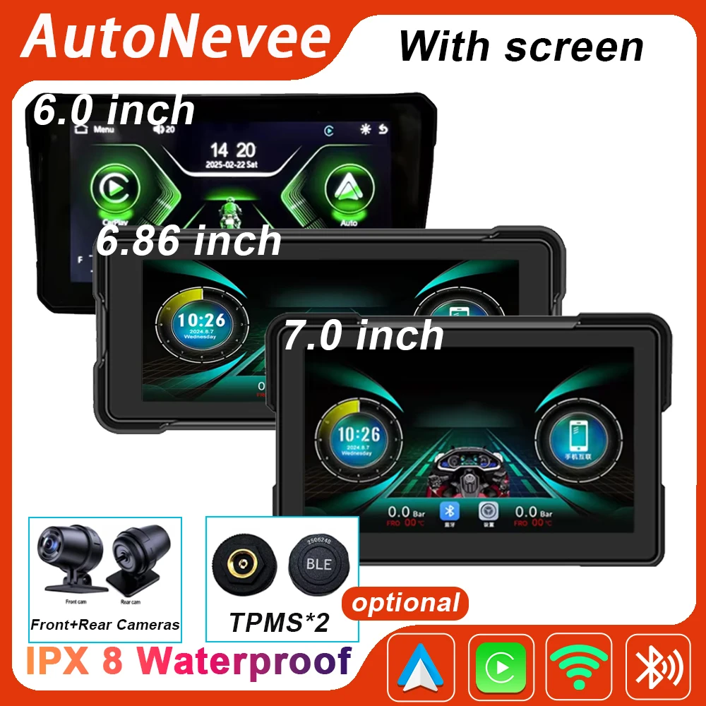 Waterproof Carplay Display Screen Portable Motorcycle Wireless Android Auto Monitor Bluetooth TPMS DVR Navigation Motorcycle
Waterproof Carplay Display Screen Portable Motorcycle Wireless Android Auto Monitor Bluetooth TPMS DVR Navigation Motorcycle
