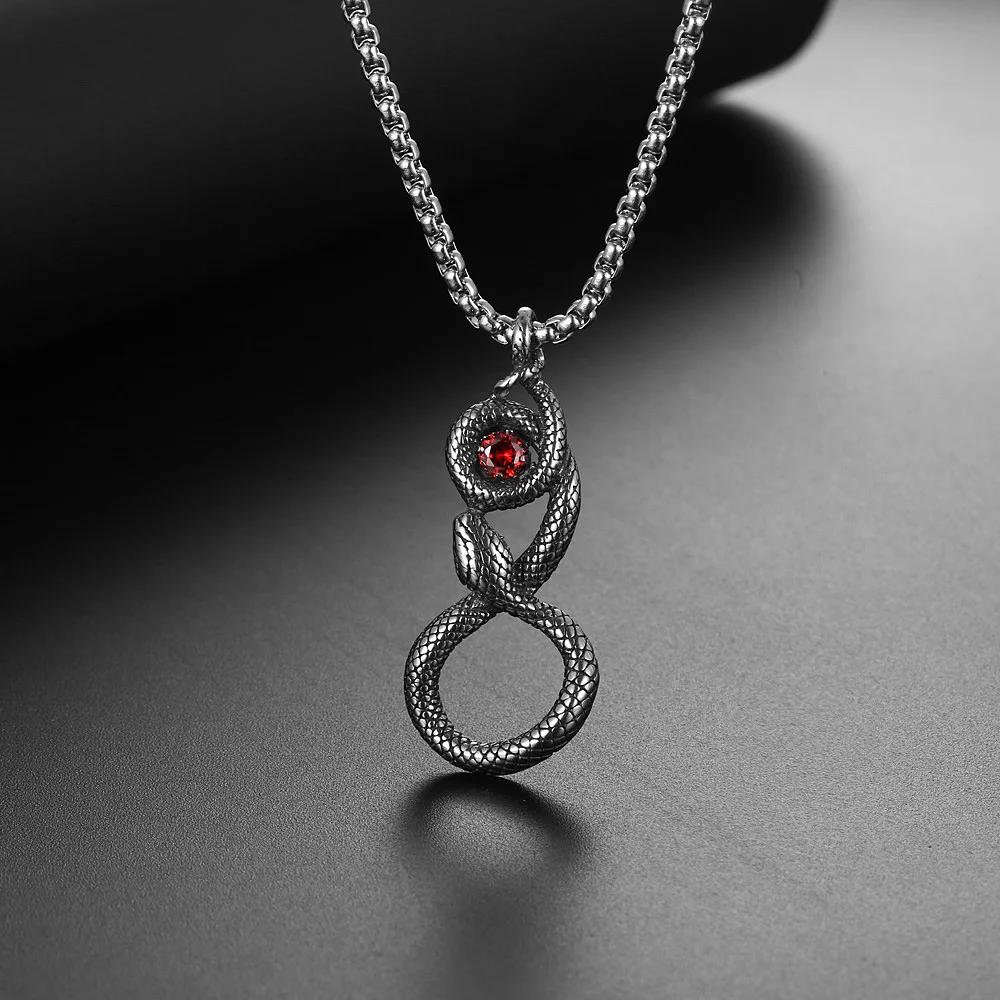 Vintage Stainless Steel Viking Ouroboros Snake Pendant Necklace Men Women Punk Hip Hop Red Stone Snake Necklace Jewelry Gift
Vintage Stainless Steel Viking Ouroboros Snake Pendant Necklace Men Women Punk Hip Hop Red Stone Snake Necklace Jewelry Gift