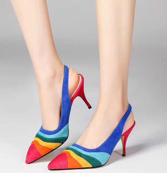 Rainbow Color Suede Patchwork Slingbacks Pumps Women Pointed Toe Chunky Heels Colorful Evening Pumps Party Shoes Zapatos
Rainbow Color Suede Patchwork Slingbacks Pumps Women Pointed Toe Chunky Heels Colorful Evening Pumps Party Shoes Zapatos