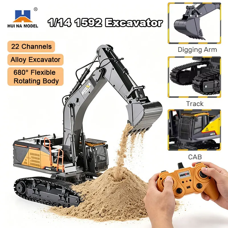 HUINA 1592 1:14 22 Channels RC Excavator 2.4G Semi-Alloy Remote Control Engineering Crawler Tractor Toys Gifts for Children's
HUINA 1592 1:14 22 Channels RC Excavator 2.4G Semi-Alloy Remote Control Engineering Crawler Tractor Toys Gifts for Children's