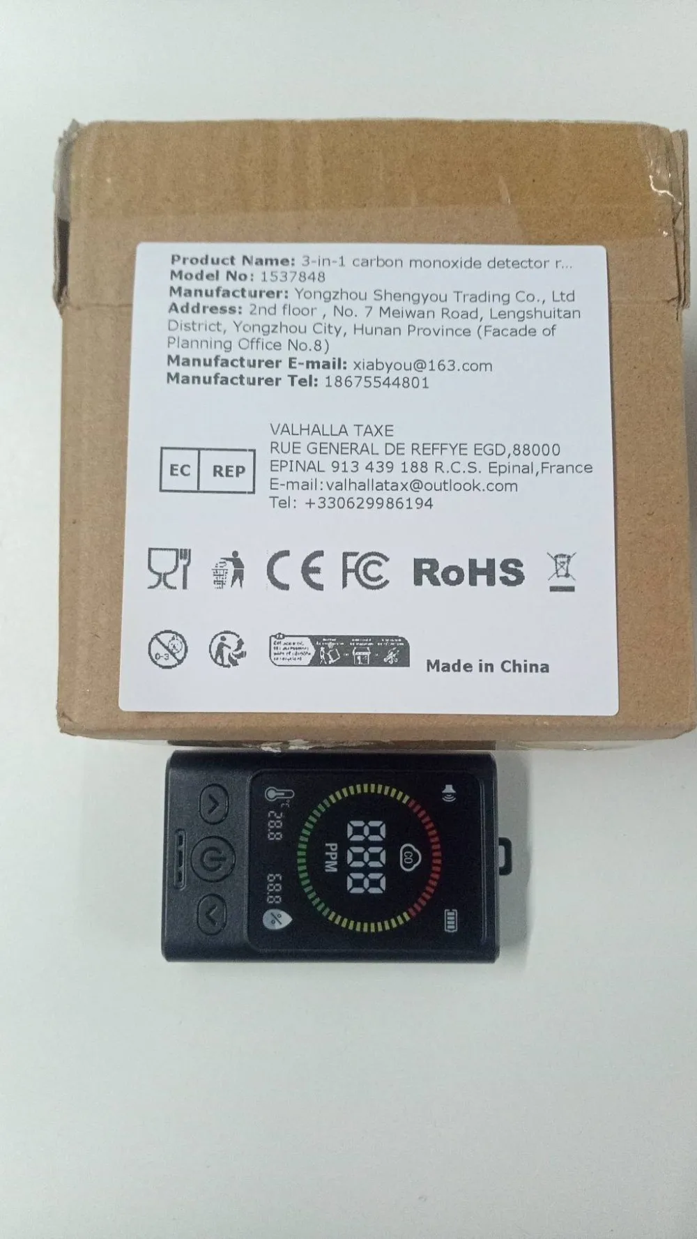 3-in-1 Carbon Monoxide Detector Rechargeable CO Detector with LCD Display Temp Humidity Monitor for Home Hotel RV
3-in-1 Carbon Monoxide Detector Rechargeable CO Detector with LCD Display Temp Humidity Monitor for Home Hotel RV