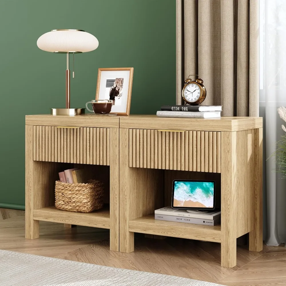 Nightstand Set of 2, End Table with 2 Drawers, Modern Bed Side Table with Storage, Farmhouse Fluted Cabinet Bedside Cabinet for
Nightstand Set of 2, End Table with 2 Drawers, Modern Bed Side Table with Storage, Farmhouse Fluted Cabinet Bedside Cabinet for