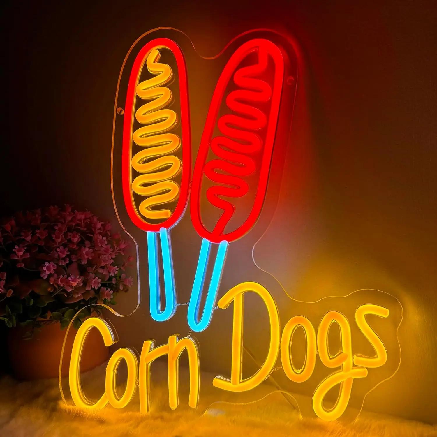 Corn Dogs LED Neon Sign Dimmable Night light for Bar Club Bedroom Hotel Shop Kitchen Man Cave Decor Party Outdoor Neon Decor
Corn Dogs LED Neon Sign Dimmable Night light for Bar Club Bedroom Hotel Shop Kitchen Man Cave Decor Party Outdoor Neon Decor
