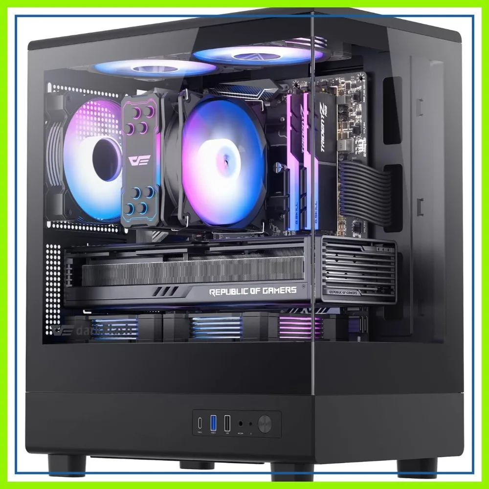 Micro-ATX PC Case, Pre-Install 3 PWM ARGB Fans, Full View Dual Tempered Glass, Type C Port, Supports 240mm AIO
Micro-ATX PC Case, Pre-Install 3 PWM ARGB Fans, Full View Dual Tempered Glass, Type C Port, Supports 240mm AIO
