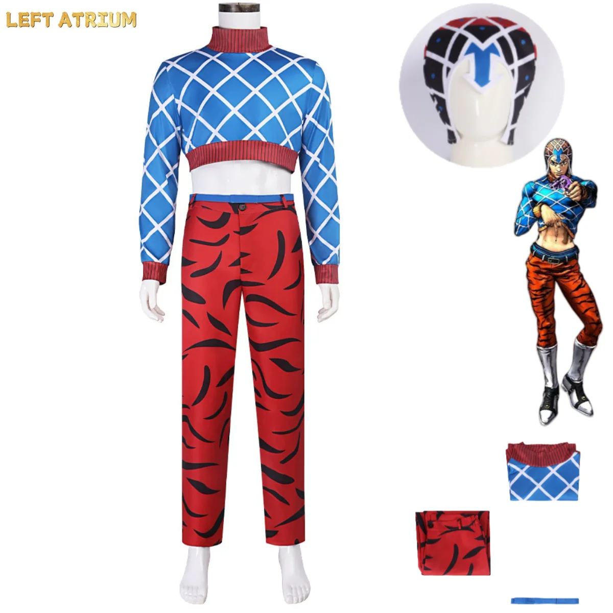 Anime JOJO's Bizarre Adventure Golden Wind Guido Mista Cosplay Costume Blue Long Sleeves Tops Hat Man Halloween Carnival Suit
Anime JOJO's Bizarre Adventure Golden Wind Guido Mista Cosplay Costume Blue Long Sleeves Tops Hat Man Halloween Carnival Suit