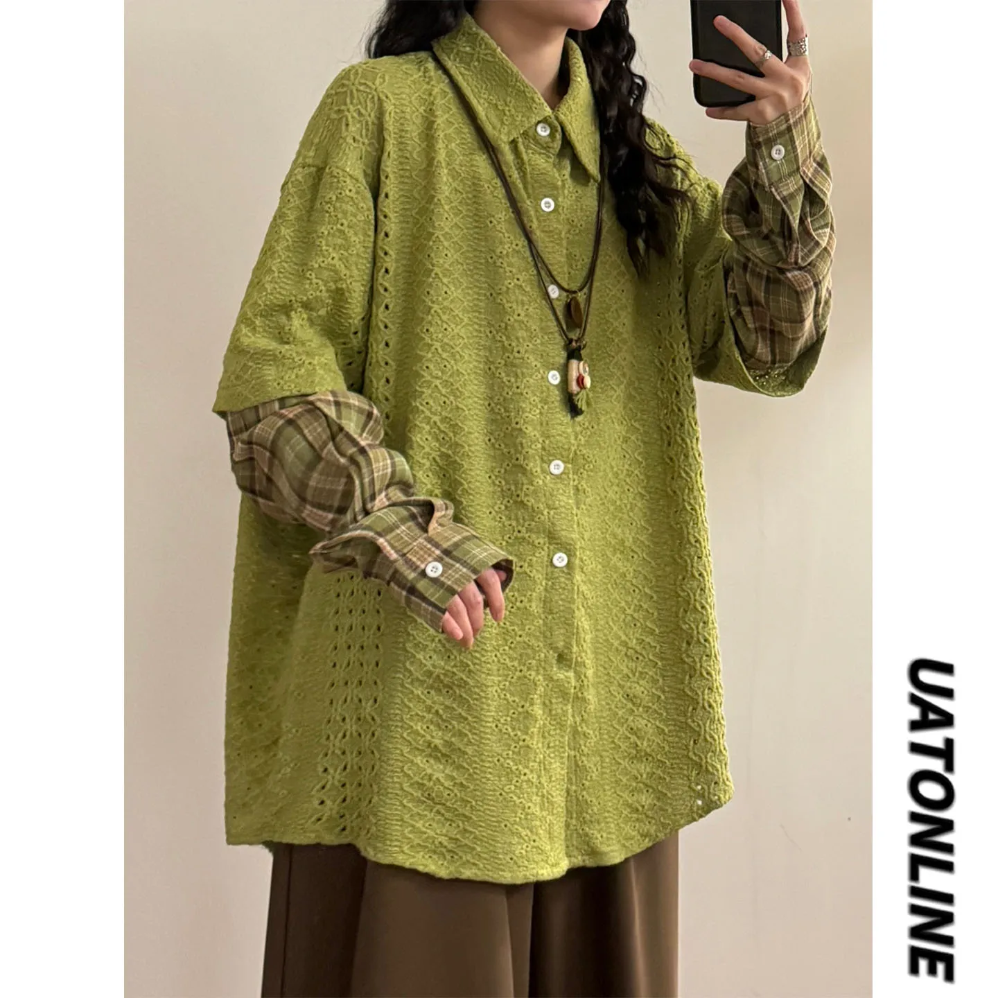 UATONLINE2026 Spring American Retro Long Sve Floral Embroidery Patchwork Plaid Women's Trendy irt Loose Fit Collar
UATONLINE2026 Spring American Retro Long Sve Floral Embroidery Patchwork Plaid Women's Trendy irt Loose Fit Collar