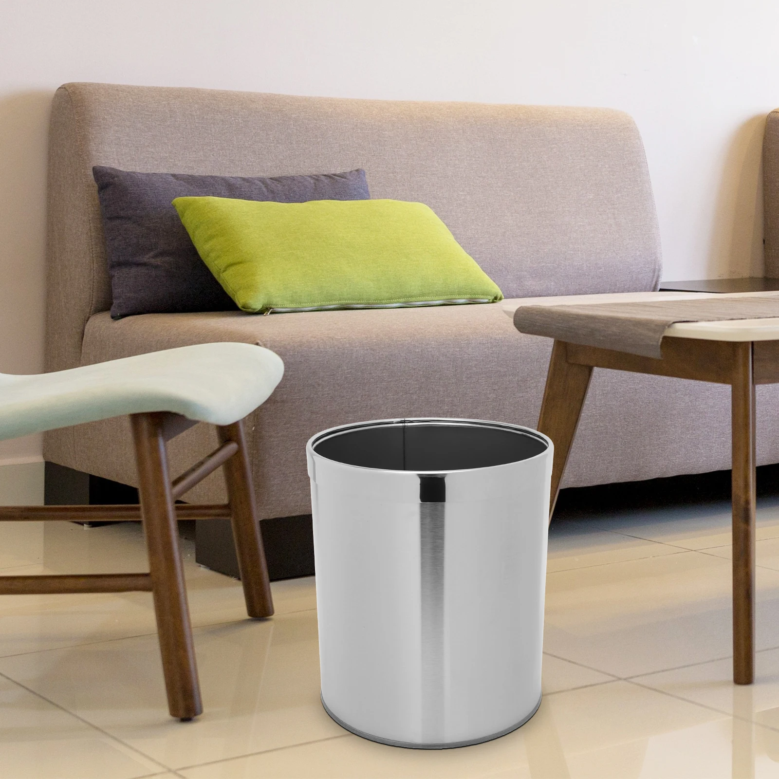 Stainless Steel Trash Can Thickened Material Large Opening Kitchen Bathroom Bedroom Garbage Can Waste Basket Home Supplies
Stainless Steel Trash Can Thickened Material Large Opening Kitchen Bathroom Bedroom Garbage Can Waste Basket Home Supplies
