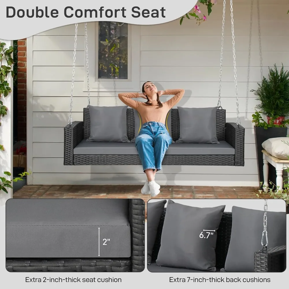 Porch Swing, 5FT Hanging Outdoor Porch Swings for Adults, Wicker 3 Person Patio Swing, with Cushion, Pillow and, Customized
Porch Swing, 5FT Hanging Outdoor Porch Swings for Adults, Wicker 3 Person Patio Swing, with Cushion, Pillow and, Customized