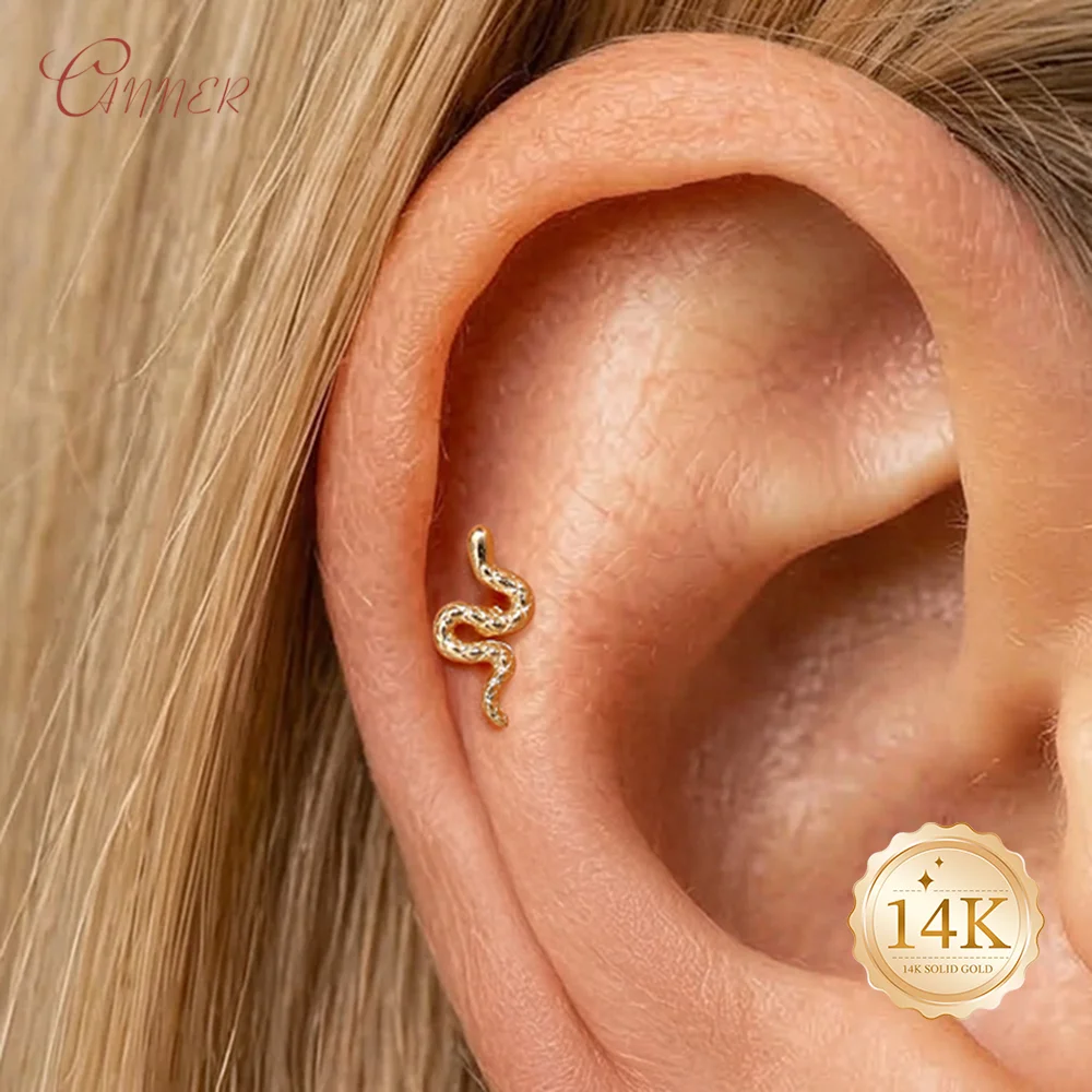 CANNER Fun Small Animal Snake Piercing Earrings Silver Screw Back 14K Solid Gold Smooth And For Women New Trendy Delicate Gift
CANNER Fun Small Animal Snake Piercing Earrings Silver Screw Back 14K Solid Gold Smooth And For Women New Trendy Delicate Gift