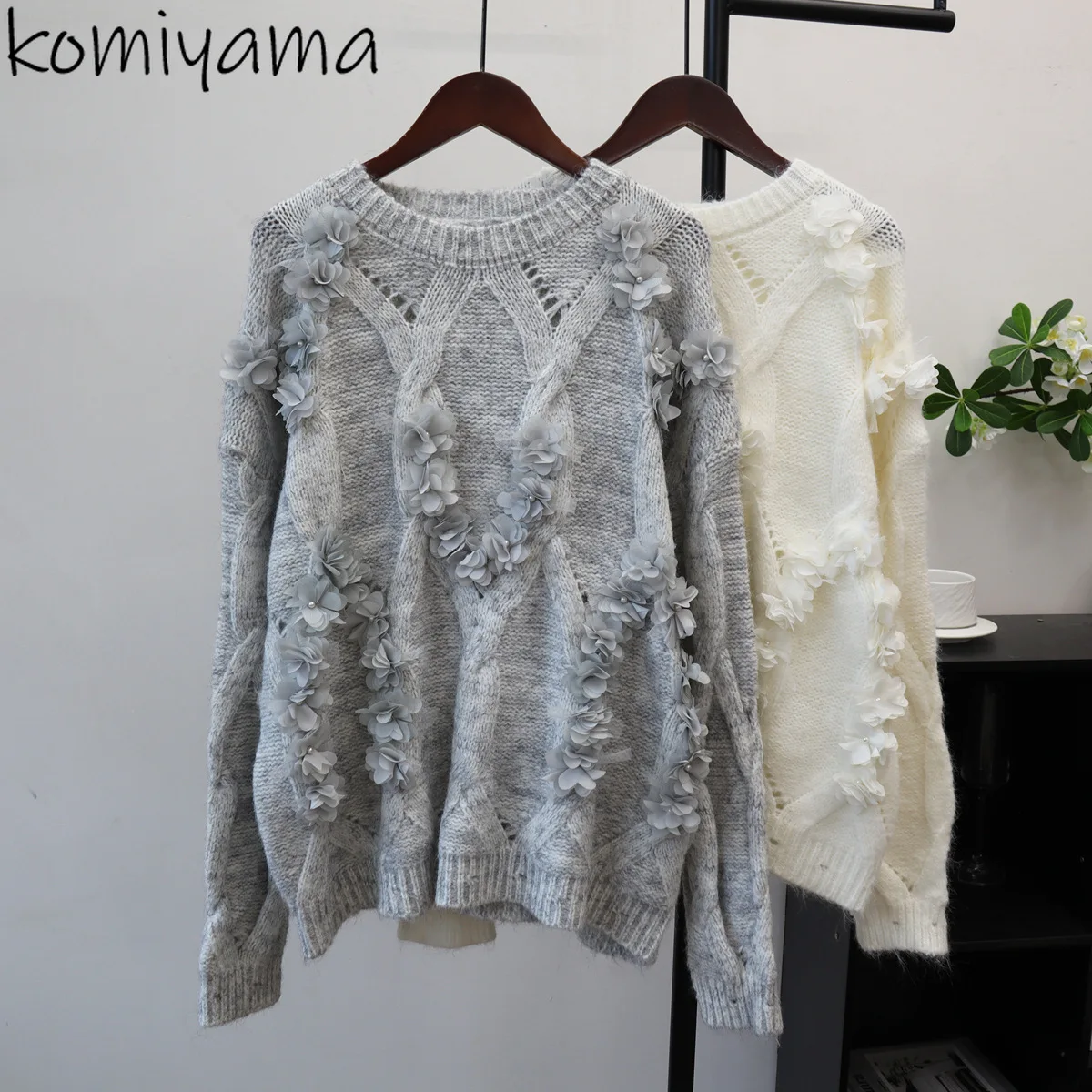 Трехмерный цветочный свитер Ropa Mujer в корейском стиле, свободный свитер с круглым вырезом, нежные женские осенне-зимние женские одежды
Трехмерный цветочный свитер Ropa Mujer в корейском стиле, свободный свитер с круглым вырезом, нежные женские осенне-зимние женские одежды