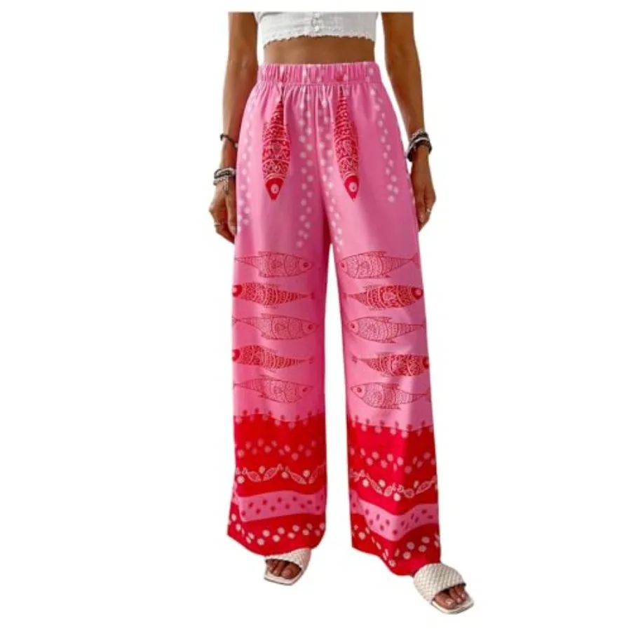 GORGLITTER Women's Wide Leg Palazzo Pants Baggy Boho Pants Fish Floral Graphic High Waist Casual Summer Beach Trousers
GORGLITTER Women's Wide Leg Palazzo Pants Baggy Boho Pants Fish Floral Graphic High Waist Casual Summer Beach Trousers
