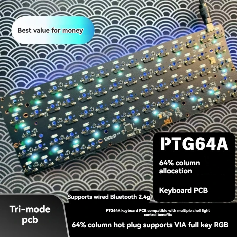 PTG64A GH60 PCB Board for Mechanical Keyboard Customized Tri-mode Bluetooth Hot Swap RGB 1.6mm VIA for PCB Mount Accessories DIY
PTG64A GH60 PCB Board for Mechanical Keyboard Customized Tri-mode Bluetooth Hot Swap RGB 1.6mm VIA for PCB Mount Accessories DIY