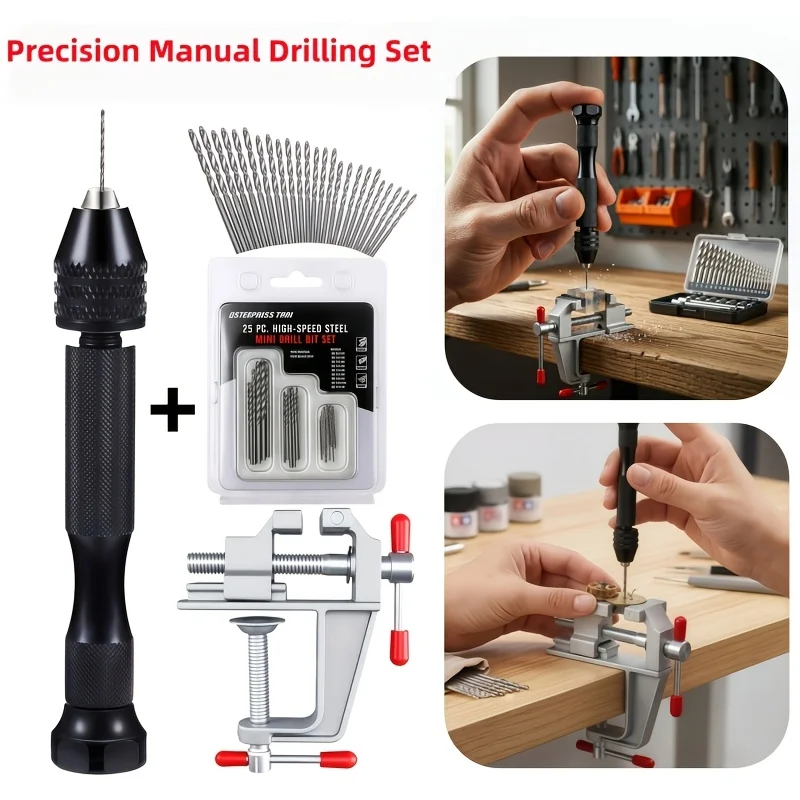 27 Pcs Mini Hand Drill Tool Set Multi function Vise Adjustable Desktop Fixed Clamp For Jewelry Making DIY Resin Wood Model
27 Pcs Mini Hand Drill Tool Set Multi function Vise Adjustable Desktop Fixed Clamp For Jewelry Making DIY Resin Wood Model