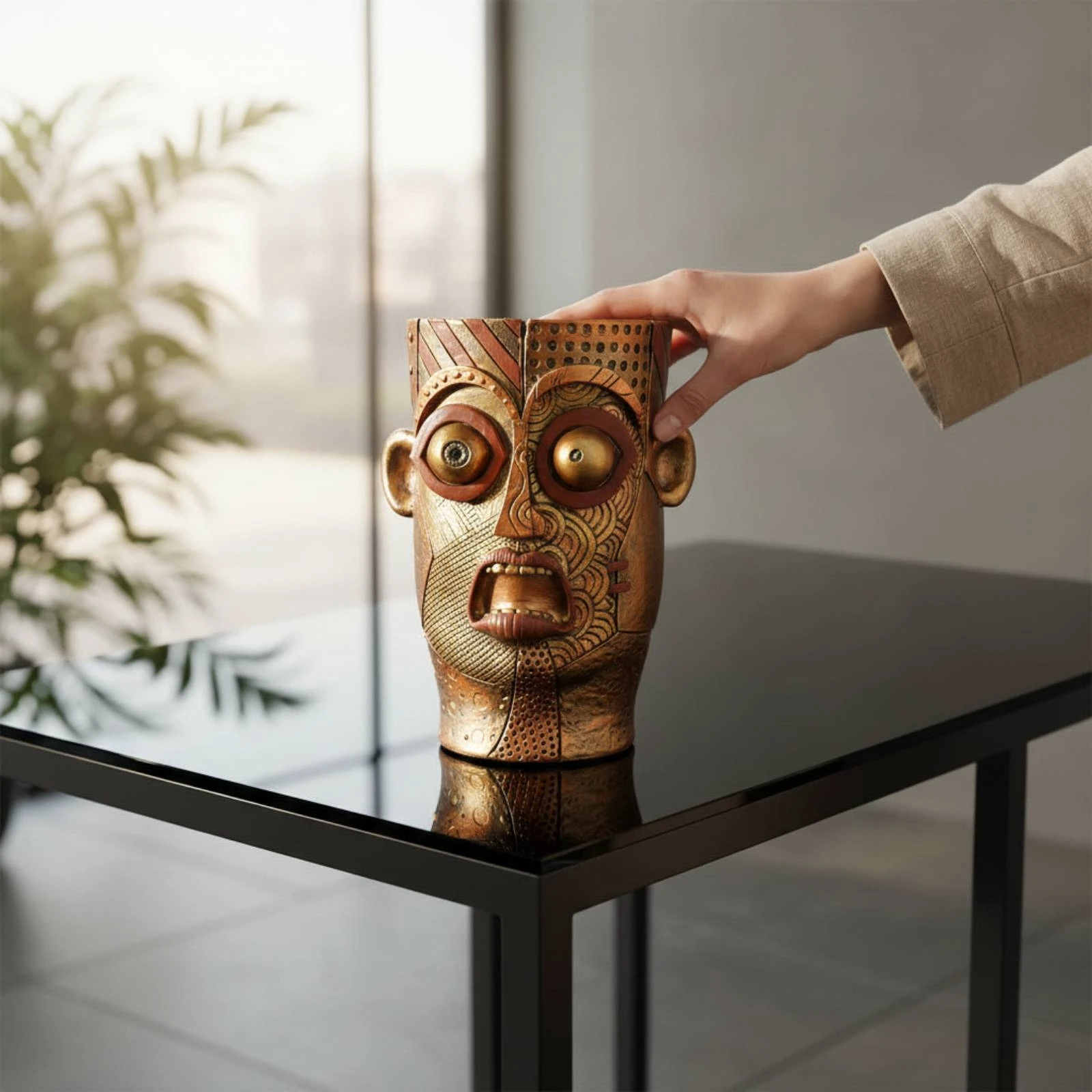 Human Face Planter Resin Face Planter House Decoration Lustrous Finish Tapered
Human Face Planter Resin Face Planter House Decoration Lustrous Finish Tapered