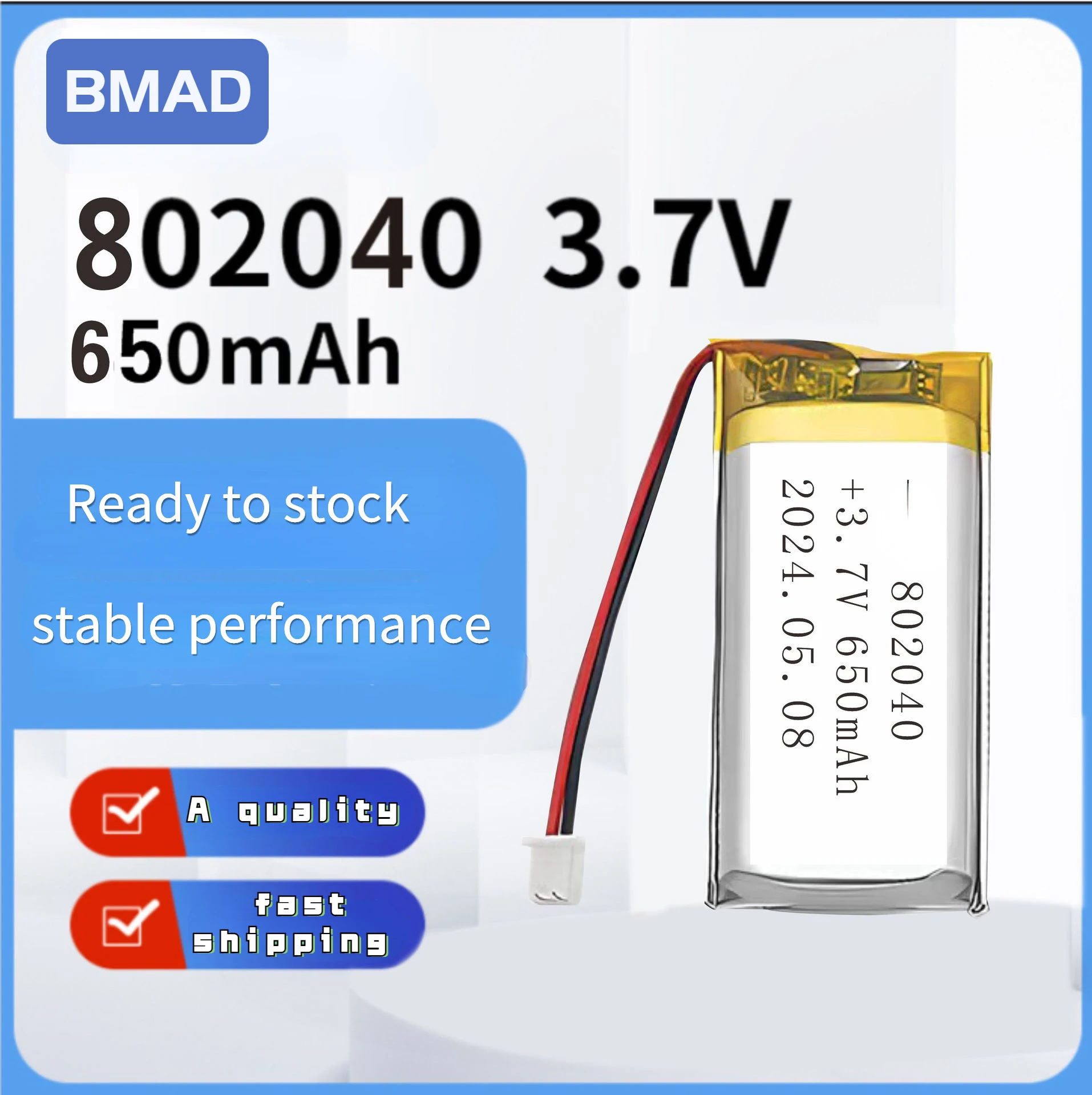 High Quality 802040 3.7v 650mah Polymer Lithium Battery In Stock Suitable For Power Tools Power Banks Digital Electronic Devices
High Quality 802040 3.7v 650mah Polymer Lithium Battery In Stock Suitable For Power Tools Power Banks Digital Electronic Devices