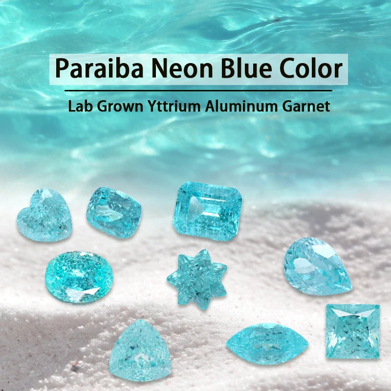 Paraiba Neon Blue Color Lab Grown Yttrium Aluminum Garnet Stone With Ice Crack Inclusions Cushion For Inlaid Jewelry Making DIY
Paraiba Neon Blue Color Lab Grown Yttrium Aluminum Garnet Stone With Ice Crack Inclusions Cushion For Inlaid Jewelry Making DIY