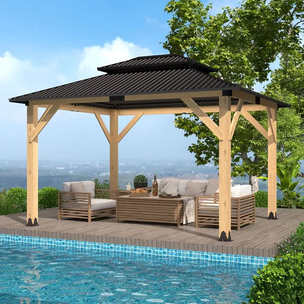 10’x12’ Outdoor Wooden Gazebo, Outdoor Patio Gazebos with Galvanized Steel Double Roo, Heavy-Duty CeWood Gazebo or Garden, Lawn,
10’x12’ Outdoor Wooden Gazebo, Outdoor Patio Gazebos with Galvanized Steel Double Roo, Heavy-Duty CeWood Gazebo or Garden, Lawn,