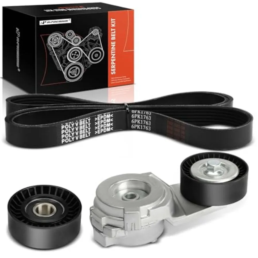 Engine Serpentine Belt Drive Kit with Tensioner and Idler Pulley Compatible with Dodge Grand Caravan 2008 and Volkswagen Routan
Engine Serpentine Belt Drive Kit with Tensioner and Idler Pulley Compatible with Dodge Grand Caravan 2008 and Volkswagen Routan