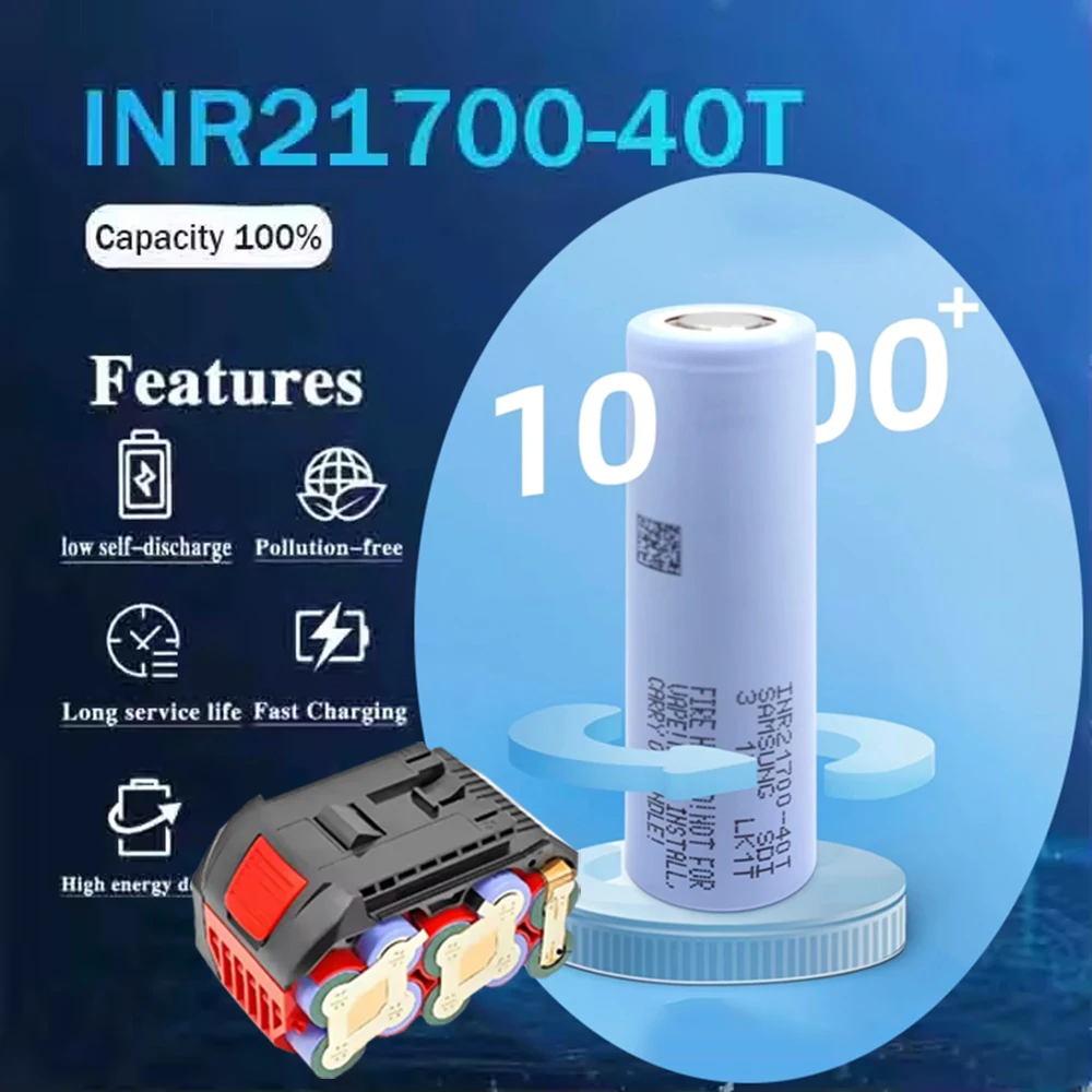 100% новая оригинальная аккумуляторная батарея 21700 3,7 В 4000 мАч INR21700-40T 30A 40T литий-ионная батарея большой емкости с высоким разрядом
100% новая оригинальная аккумуляторная батарея 21700 3,7 В 4000 мАч INR21700-40T 30A 40T литий-ионная батарея большой емкости с высоким разрядом