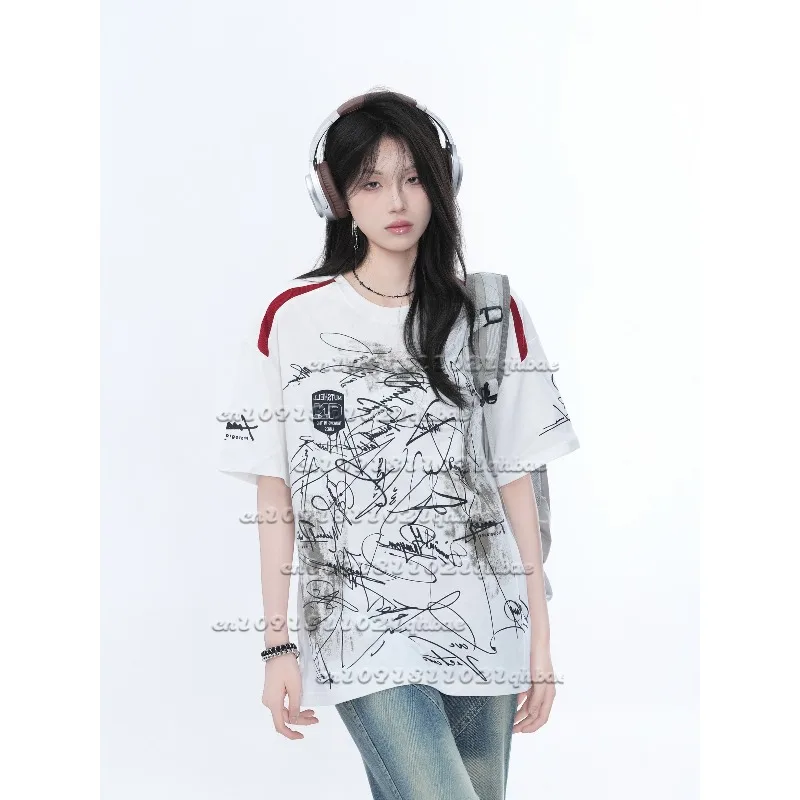 Уличное искусство, подпись, контрастный, с 3D принтом, с короткими рукавами, интернет-знаменитости, наряд для пары, свободный дышащий быстросохнущий топ
Уличное искусство, подпись, контрастный, с 3D принтом, с короткими рукавами, интернет-знаменитости, наряд для пары, свободный дышащий быстросохнущий топ