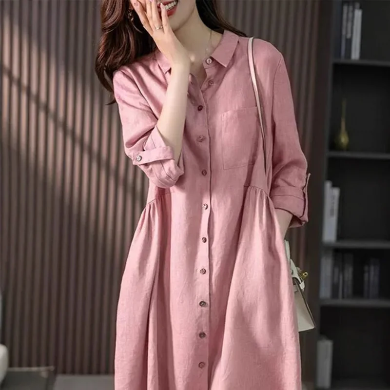 2025 Elegant French Linen Shirt Niche Spring Autumn New Slim Fit Solid Color Women's Fashion Dress C001
2025 Elegant French Linen Shirt Niche Spring Autumn New Slim Fit Solid Color Women's Fashion Dress C001