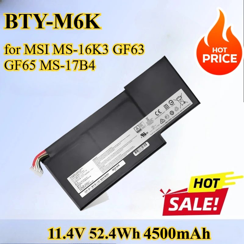BTY-M6K Аккумулятор для ноутбука MSI MS-16K3 GF63 GF65 MS-17B4 Thin 8RD-031TH 8RC 8RD GF75 Thin 3RD 8RC 9SCThin 9SE/SX GS63/GS73VR
BTY-M6K Аккумулятор для ноутбука MSI MS-16K3 GF63 GF65 MS-17B4 Thin 8RD-031TH 8RC 8RD GF75 Thin 3RD 8RC 9SCThin 9SE/SX GS63/GS73VR