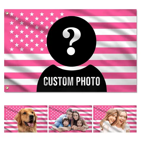 Custom Pink America Flag 3x5 Ft Personalized Banners with Photo Custom Funny Tapestry Poster For Indoor Outdoor Decor Gift Room