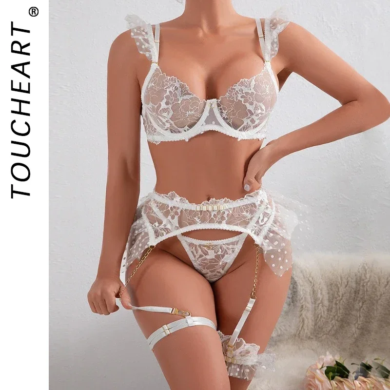 Toucheart 4PCS Sexy Lingerie Interesting Set For Women Metal Chain Lace Embroidery Lace See-Through Sexy Garters Underwear Set
Toucheart 4PCS Sexy Lingerie Interesting Set For Women Metal Chain Lace Embroidery Lace See-Through Sexy Garters Underwear Set